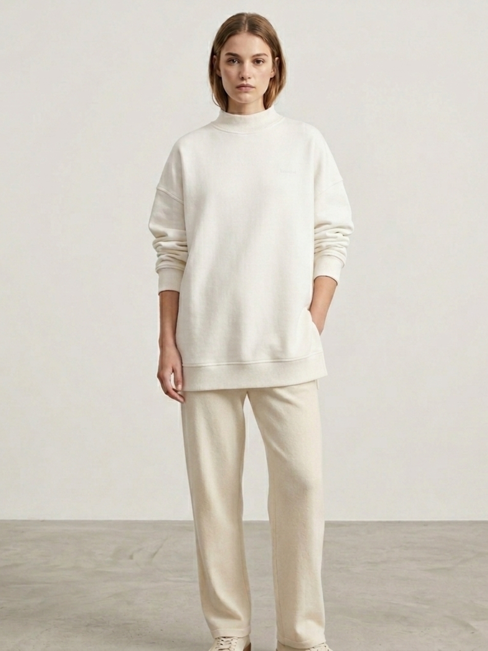 Roots Women's Cream Crew Neck Sweater Size L